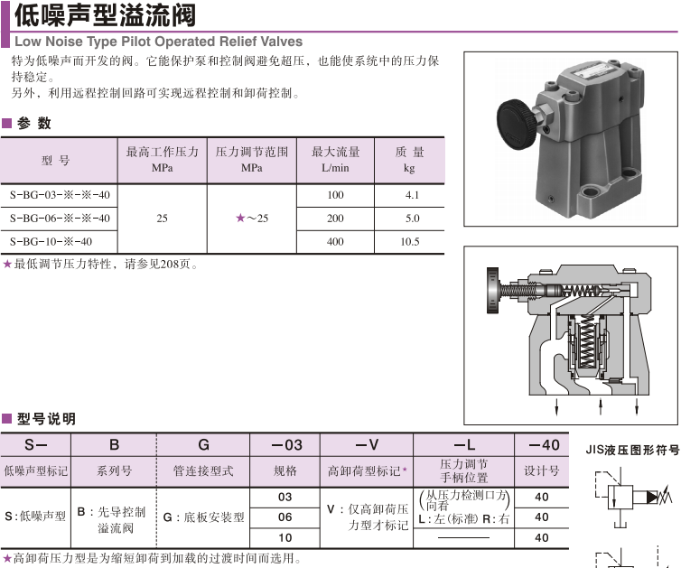 油研溢流閥型號(hào)參數(shù)